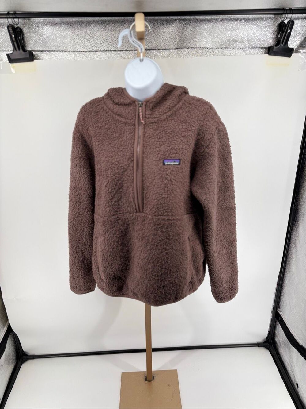 Patagonia Los Gatos Hooded Pullover Women’s Medium Dusky Brown Fleece
